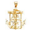 Diamond-Cut Mariner's Cross Crucifix in 14K Yellow Gold - Medium