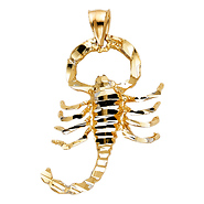 Large Diamond-Cut Scorpian Pendant in 14K Yellow Gold