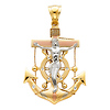 CZ Accented Mariner's Cross Crucifix Pendant in 14K TriGold - XL