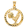 Encircled Rooster Pendant in 14K Yellow Gold