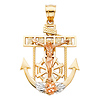 Heart Mariner's Cross Anchored Crucifix Pendant in 14K Yellow & Rose Gold - Medium