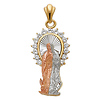Our Lady of Guadalupe with CZ Halo Pendant - 14K TriGold - Medium