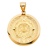 Polished Calendario Azteca Medal Pendant in 14K Yellow Gold - Large