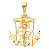 Diamond-Cut Mariner's Cross Crucifix in 14K Yellow Gold