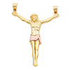 XLarge Floating Jesus Body Crucifix Pendant in 14K Yellow & Rose Gold
