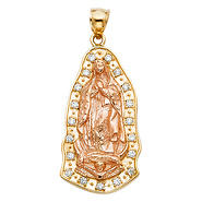 Polished CZ Our Lady of Guadalupe Pendant in 14K Yellow Gold