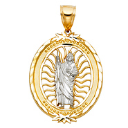 St Jude of Thaddeus Figure Pendant in 14K Yellow Gold - Medium