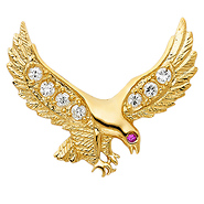 Floating CZ Soaring Eagle Pendant in 14K Yellow Gold XL
