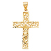 Scrolling Ivy Diamond-Cut Crucifix Pendant in 14K Yellow Gold - Large