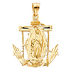 Diamond-Cut Our Lady of Guadalupe Mariner's Cross in 14K Yellow Gold - Medium