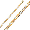 3.2mm 14K Tricolor Gold Solid Floral Star Diamond-Cut Valentino Chain Necklace 16-24in