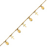 Cross & Our Lady of Guadalupe Medal Charm Bracelet in 14K Yellow Gold Solid