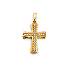 Cubic Zirconia Byzantine Cross Pendant in 14K Yellow Gold Solid