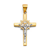 Greek Key Nautical Crucifix Pendant in 14K Two-Tone Gold Solid
