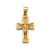 Wide Concave Textured Crucifix in 14K Yellow Gold Solid
