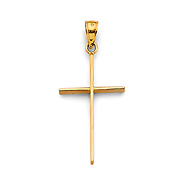 Small Slim Squared Cross Pendant in 14K Yellow Gold Solid - Classic