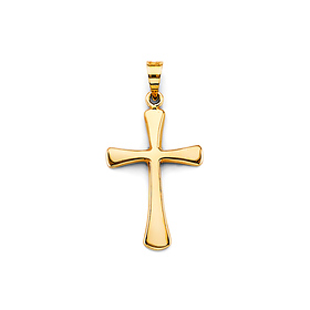 Classic Byzantine Cross Pendant in 14K Yellow Gold Solid - Petite