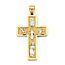 Medium Latin Cross With Catholic Saints Pendant in 14K Two-Tone Gold Solid
