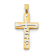 Faith on Cross Pendant in 14K Two-Tone Gold