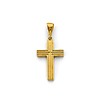 Ribbed Latin Cross Pendant in 14K Yellow Gold Solid