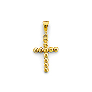 Beaded Cross Pendant in 14K Yellow Gold Solid