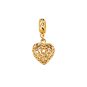 Mini Open Woven Heart Pendant in 14K Two-Tone Gold