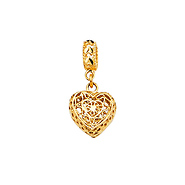 Mini Open Woven Heart Pendant in 14K Two-Tone Gold