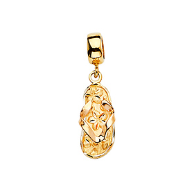 Diamond-Cut Flower Flip Flop Sandals in 14K Tricolor Gold - Petite