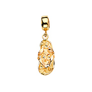Diamond-Cut Flower Flip Flop Sandals in 14K Tricolor Gold - Petite