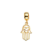 Mini Open Hamsa Charm Pendant in 14K Two-Tone Gold