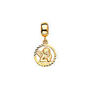 Mini Diamond-Cut Open Angel Pendant in 14K Yellow Gold