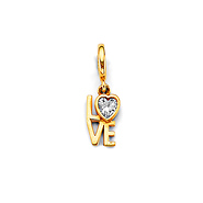 Mini LOVE Sculpture Inspired CZ Pendant in 14K Yellow Gold
