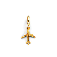 Mini Commercial Jet Airplane Charm Pendant in 14K Yellow Gold