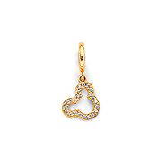 Mini Open CZ Mouse Charm Pendant in 14K Yellow Gold