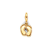Mini Baby Feet Charm Pendant in 14K Yellow Gold