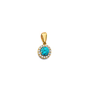 Mini Halo Birthstone Round Solitaire CZ Pendant in 14K Yellow Gold