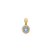 Mini Halo Birthstone Round Solitaire CZ Pendant in 14K Yellow Gold