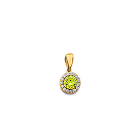 Mini Halo Birthstone Round Solitaire CZ Pendant in 14K Yellow Gold