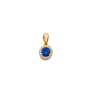 Mini Halo Birthstone Round Solitaire CZ Pendant in 14K Yellow Gold