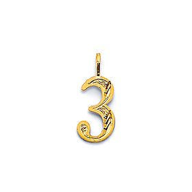 Mini Diamond-Cut Number Pendant in 14K Yellow Gold