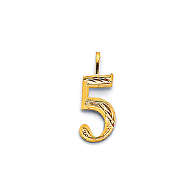 Mini Diamond-Cut Number Pendant in 14K Yellow Gold