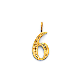 Mini Diamond-Cut Number Pendant in 14K Yellow Gold