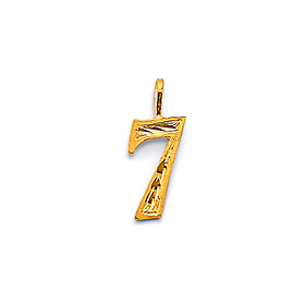 Mini Diamond-Cut Number Pendant in 14K Yellow Gold
