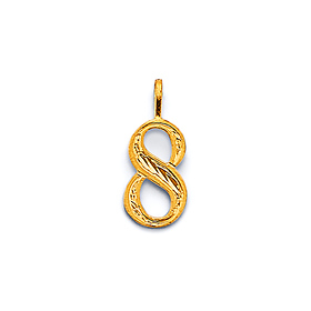 Mini Diamond-Cut Number Pendant in 14K Yellow Gold
