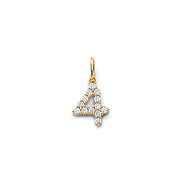 Mini CZ Lined Number Pendant in 14K Yellow Gold