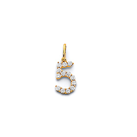 Mini CZ Lined Number Pendant in 14K Yellow Gold