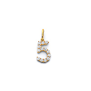 Mini CZ Lined Number Pendant in 14K Yellow Gold