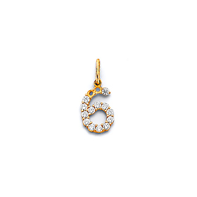 Mini CZ Lined Number Pendant in 14K Yellow Gold
