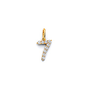Mini CZ Lined Number Pendant in 14K Yellow Gold