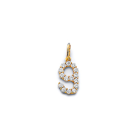 Mini CZ Lined Number Pendant in 14K Yellow Gold